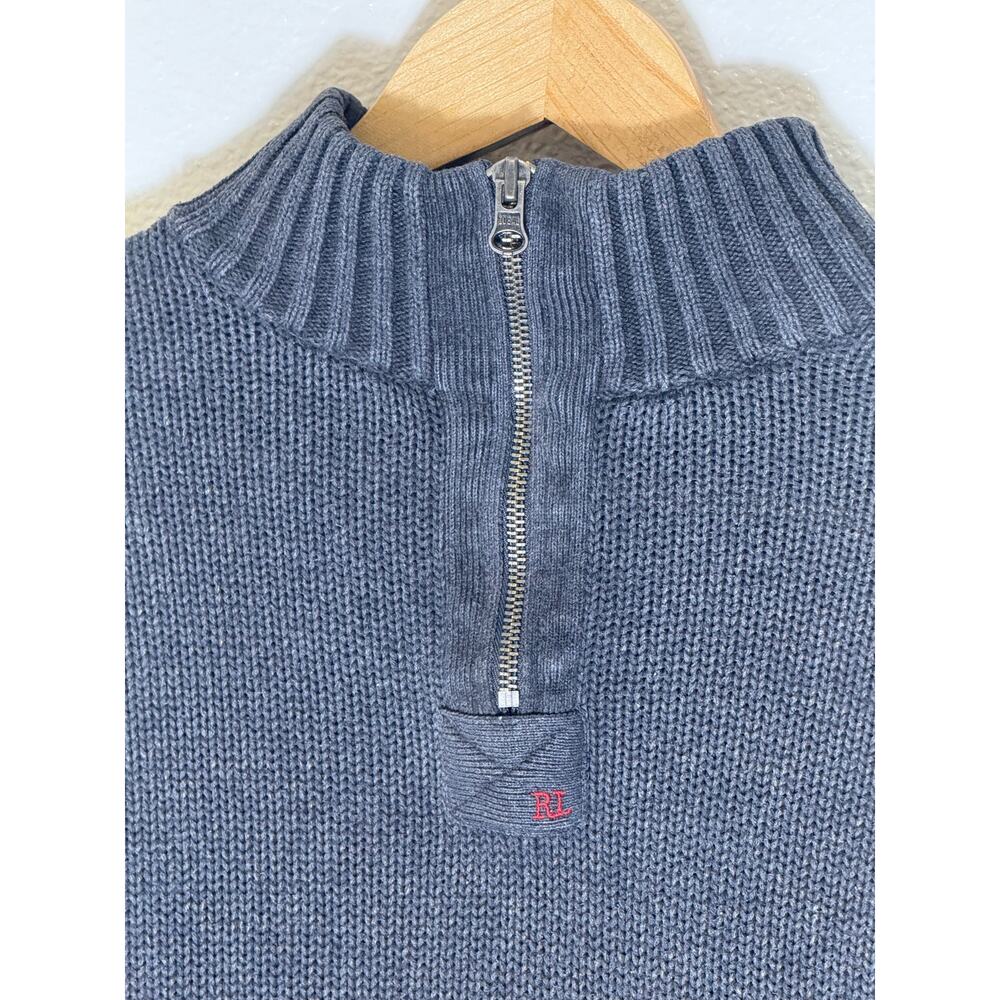 Vintage Polo Ralph Lauren 1/4 Zip 100% Cotton Knit Sweater Ribbed Men’s Size L